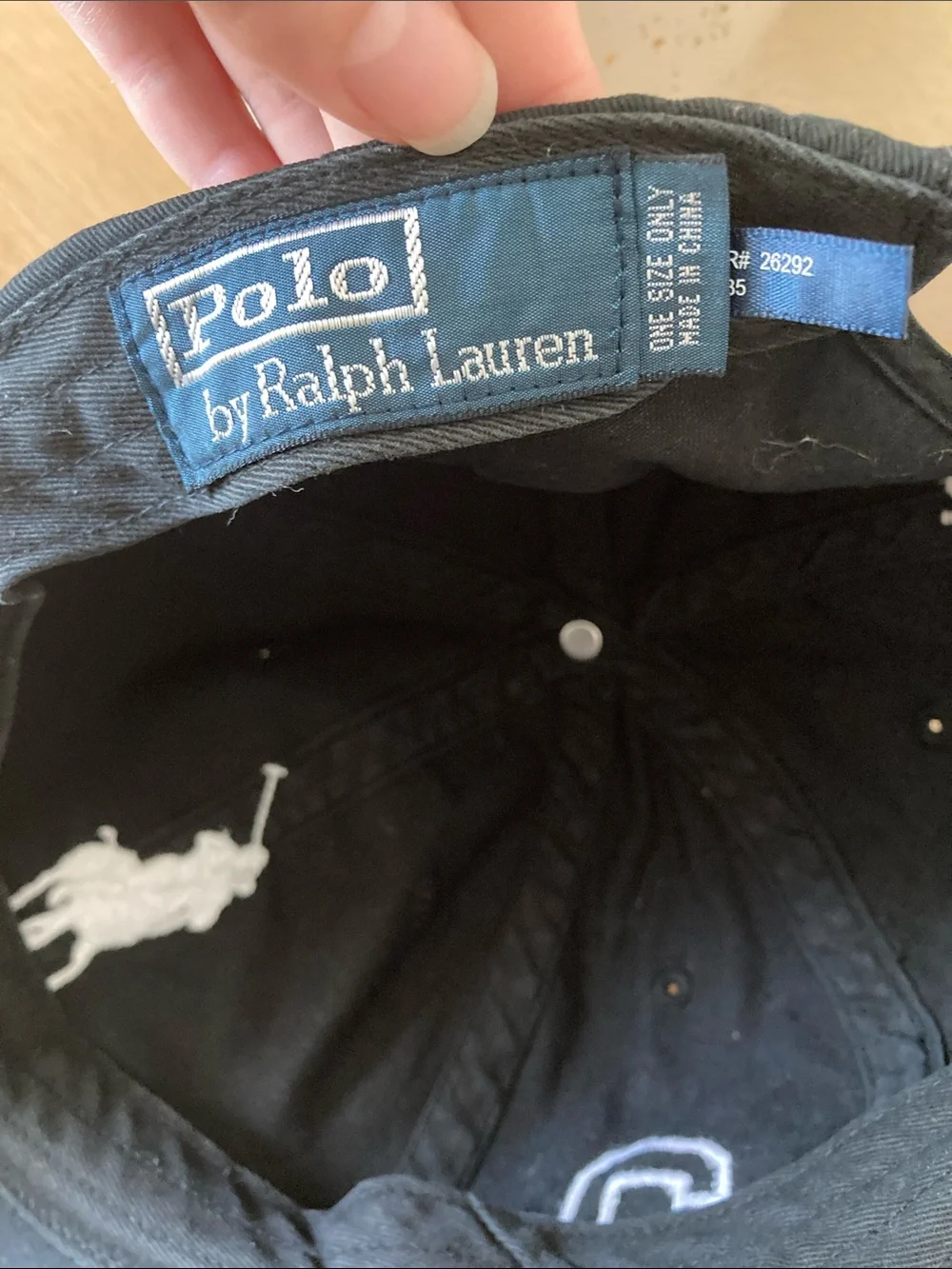 Vintage Polo by Ralph Lauren Black Cap with White Polo Pony Embroidery back